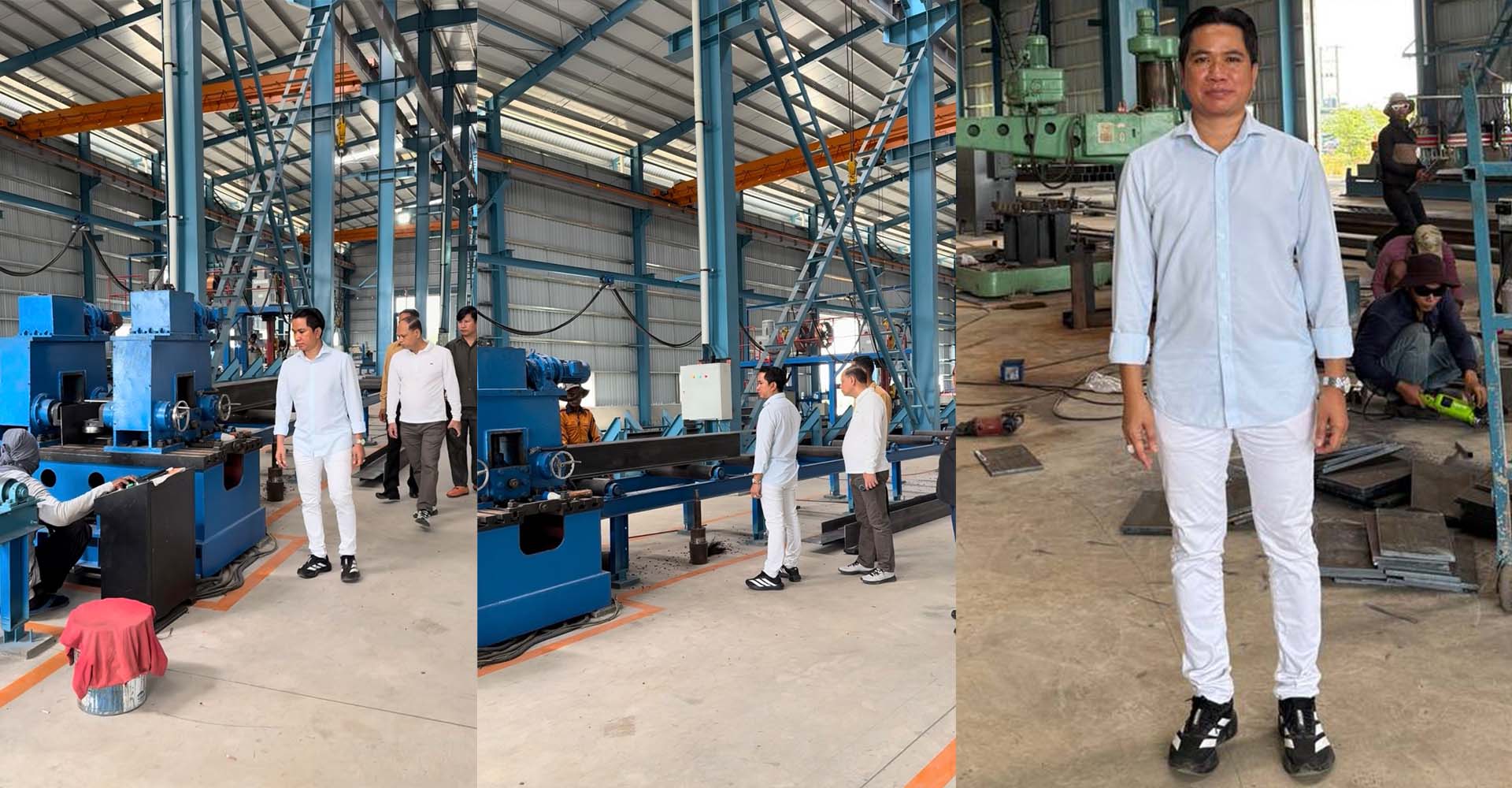 អ្នកឧកញ៉ាបណ្ឌិត សំ សុខនឿន ចុះពិនិត្យមើលរោងចក្របង្គំគ្រោងដែក KTSS ដោយផ្ទាល់